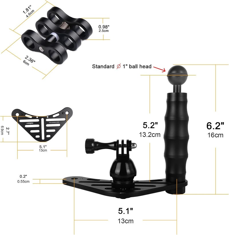 ORCATORCH H02 Underwater Camera Tray Kit for gopro, Universal Waterproof Camera housing Handheld Grip Video Stabilizer Holder, for Underwater Photography - Image 3